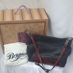 Brighton Vintage Tanya Black and Brown Shoulder Bag With Box and Dustbag